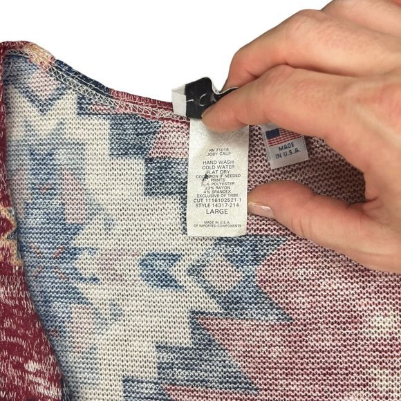 Jody California Open Front Lightweight Cardigan USA Women’s Size Large Aztec - Picture 3 of 8